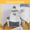 Color Fashionable Blocked Flower Pattern Letter Decor Student Backpack Casual
