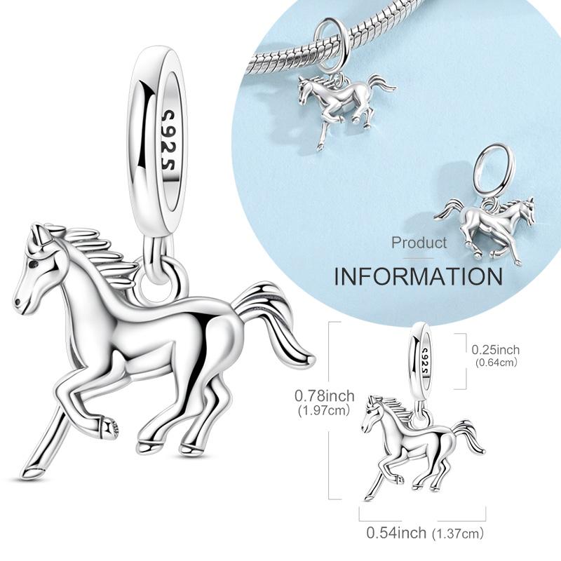 Original Real Copper Charm Bead Running Horse Pendant Fit Original Bracelets For Women Diy Accessories Gift