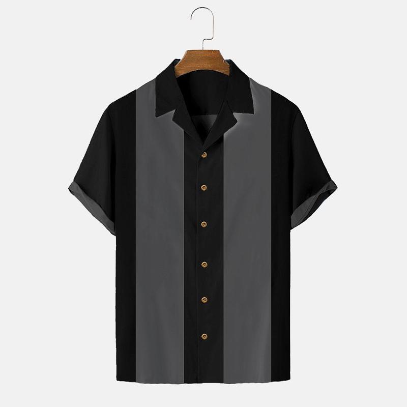 Men's Summer Hawaiian Shirt 3D Stripe Printed Short Sleeved Shirt Holiday Short Sleeved Beach Top T-shirt Men's Large Shirts