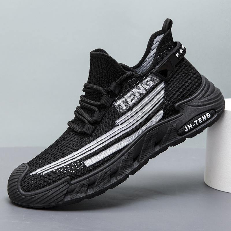 Buty męskie letnie oddychające cienkie buty z siateczki fly-woven męskie modne casualowe do biegania siateczkowe modne buty