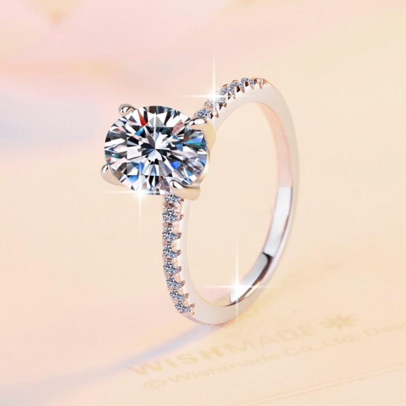 D Color Moissanite Ring 2ct Pigeon Egg Oval Simple Fashion Jewelry S925 Sterling Silver Engagement Ring Wedding Ring Gift for Girlfriend