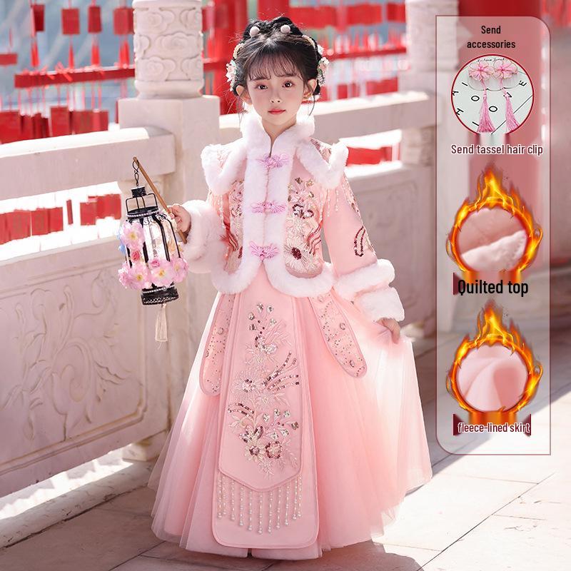 

Зимний наряд для девочки 2025 года в новом стиле, костюм феи в древнем стиле - китайский стиль, осенне-зимний наряд 160 cm