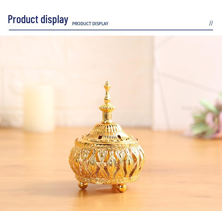 Middle Eastern Lace Metal Incense Burner - Fashionable Sandalwood Ornament for Home Decor