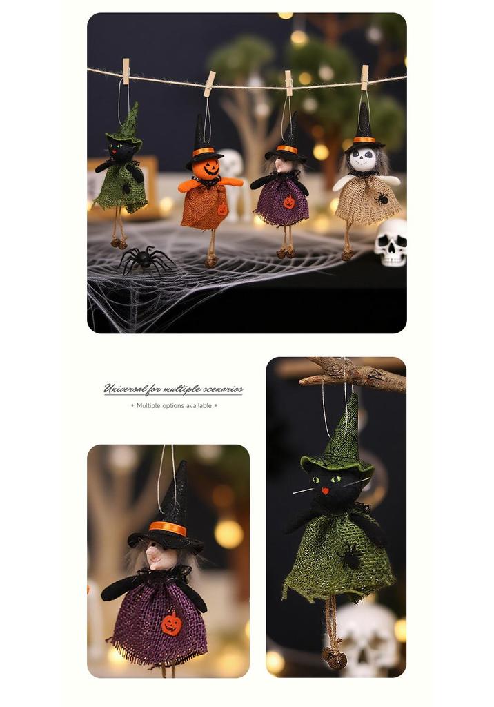 Cartoon Burlap Elf Pumpkin Doll Pendant for Halloween Decorations and Scene Dressing