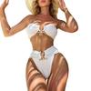 Elegant High Waist Bathing Suit with Unique Metal Detail for Fashion Forward Women Lightweight Beach Swimwear