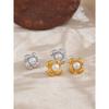 Yhpup Stylish Imitation Pearls Metal Flower Stud Earrings Charm Stainless Steel Rust Proof Versatile Daily Jewelry Accessories