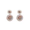 Chrysanthemum Flower Zircon Earrings Square Sugar Copper Plated Design Luxury Embossed Artificial Shell Beads Flower Earrings
