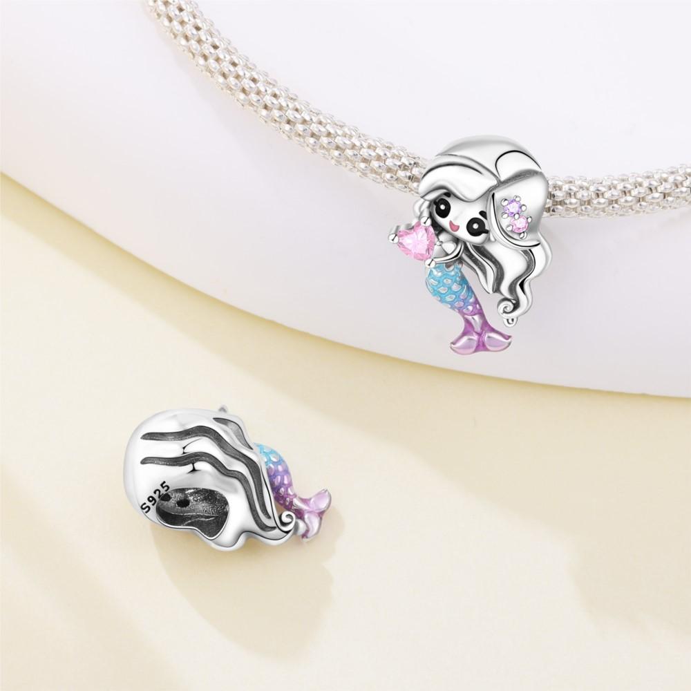 Orstarry 925 Silber Cartoonfigur Meerjungfrau Original Anhänger Armband Charms Passend Schmuck Party Perlen DIY Feine Geschenke