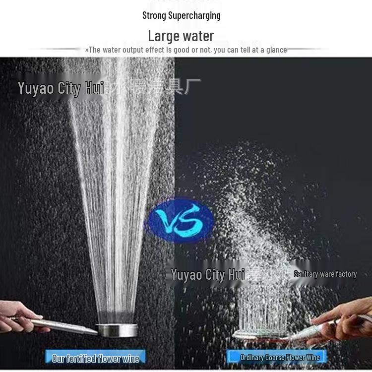 304 Stainless Steel Pressurized Handheld Shower Head Set with Detachable and Descalable Head and Hose