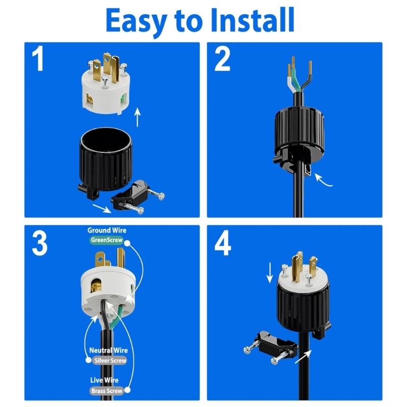 15A NEMA5 15P Male Connector 125V 15A Industrial Grounding and Not Assembly Male Plug