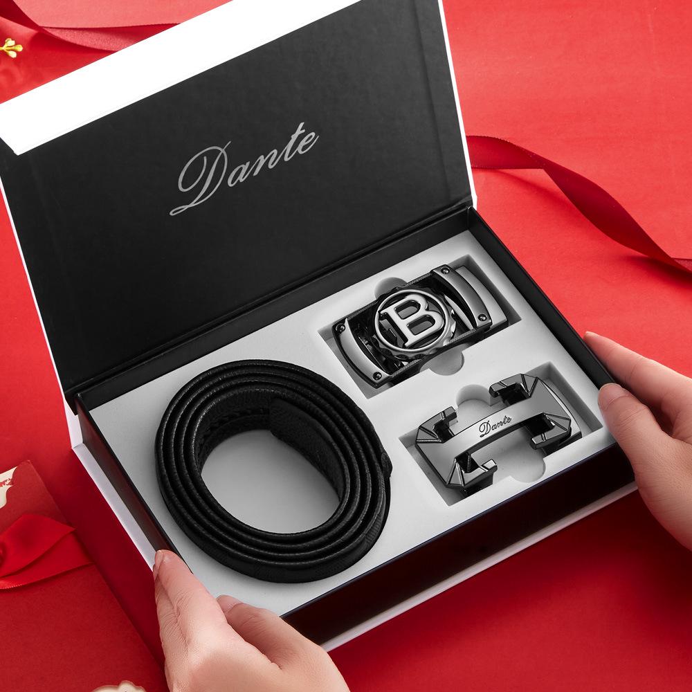 Men's Genuine Leather Double Buckle Automatic Belt