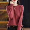 Modischer Wollpullover Eleganter Kaschmirpullover Damen O-Ausschnitt Langarm Strickwaren Basic-Kleidung Jumper Tops