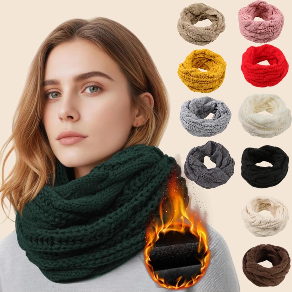 1pc Winter Warm Scarf for Women,Windproof Stylish Color-blocked Scarves for Cold Weather,Warm Knit Winter Circle Loop Scarves