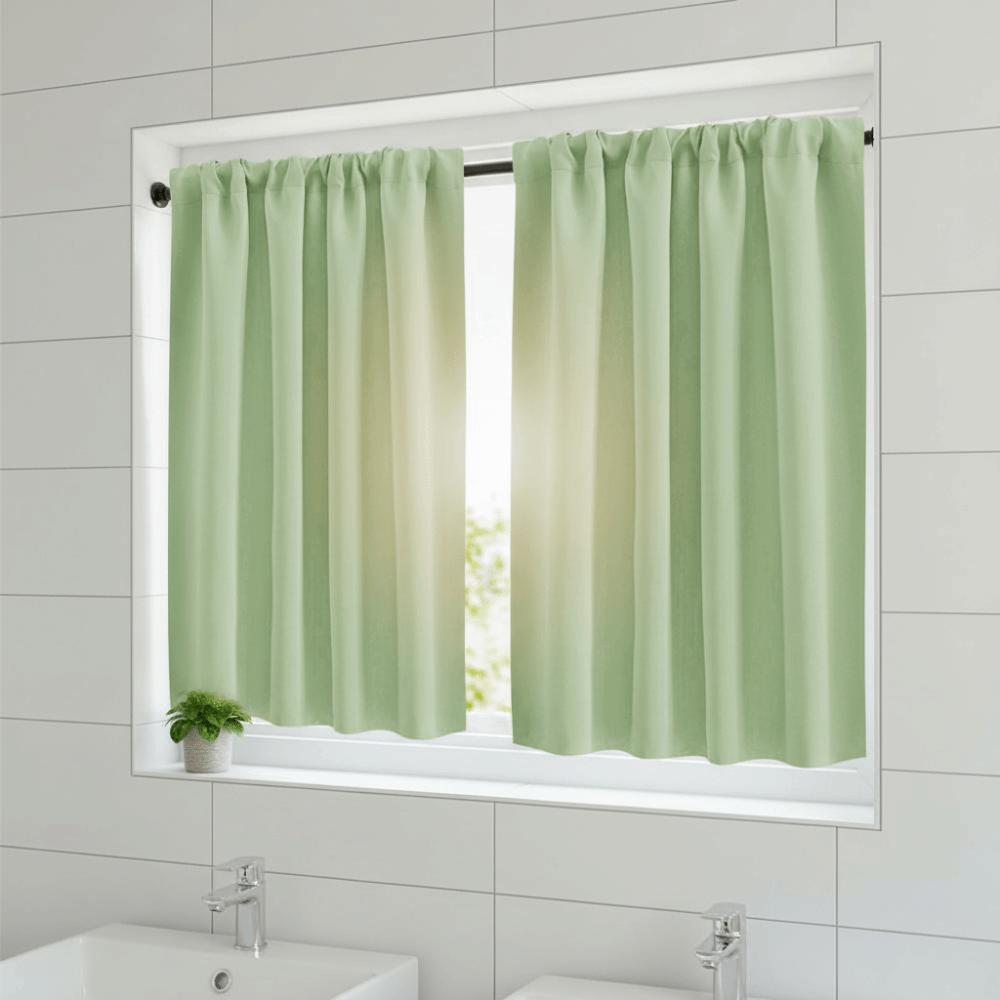 2PCS Solid Color Kitchen Short Curtain Through-rod Design Cabinet Curtain Living Room