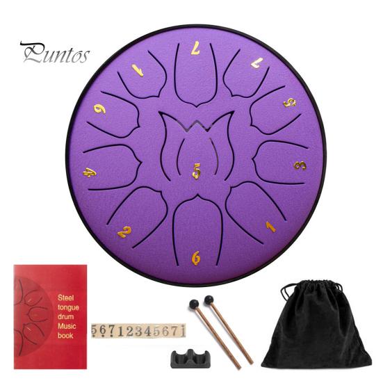 Steel Tongue Drum Set Ethereal Drum with Bag Sticks Music Book Drum Holder Sound Healing Hand Drum for Meditation Yoga Chakra Music Therapy