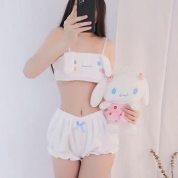 

Winter new cute girl style pajamas set soft cute cartoon two-dimensional underwear soft waxy loungewear One size fits all белый