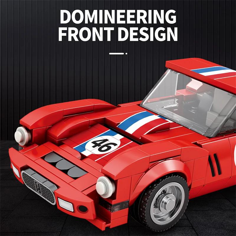 Non-Toxic 320Pcs Red Sport Car Building Block Creative City Vehicle Diy Car Model Bricks Desktop Decoration Toys For Kids Holiday Gifts
