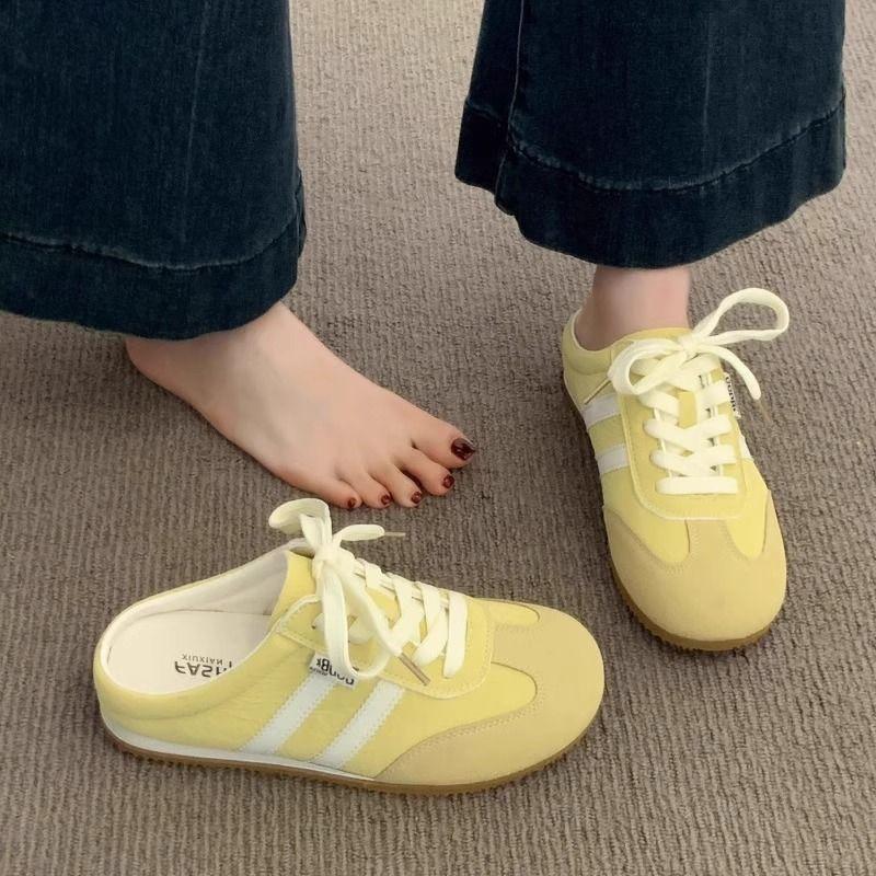 Baotou Slippers Women's Summer Outer Wear 2025 New Super Fire Moral Training Shoes Half Drag White Shoes Explosion One Pedal Forrest Gump Shoes