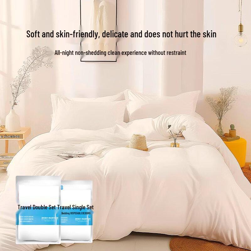 Disposable Pure White Double Bedding Set