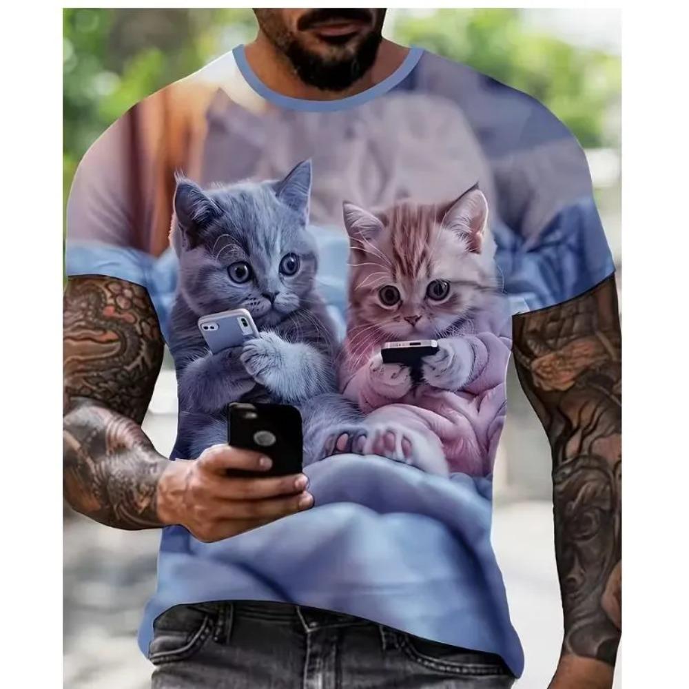 Interesting Small Animals Summer T-shirt 3D Printed Short Sleeved Fashionable Comfortable Soft Breathable Large Loose Man T-shirt
