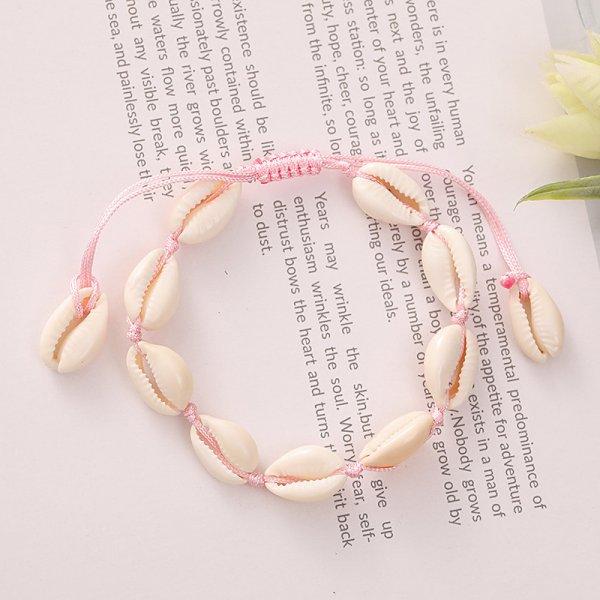 Bohemia Imitation Cowrie Shell Bracelet for Women Handmade Adjustable White Woven Rope Anklet Summer Beach Vacation Jewelry Gift