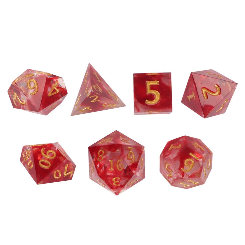 7pcs Resin Dice Set Different Polyhedral Shapes Clear Numbers Board Game Dices for Role Playing