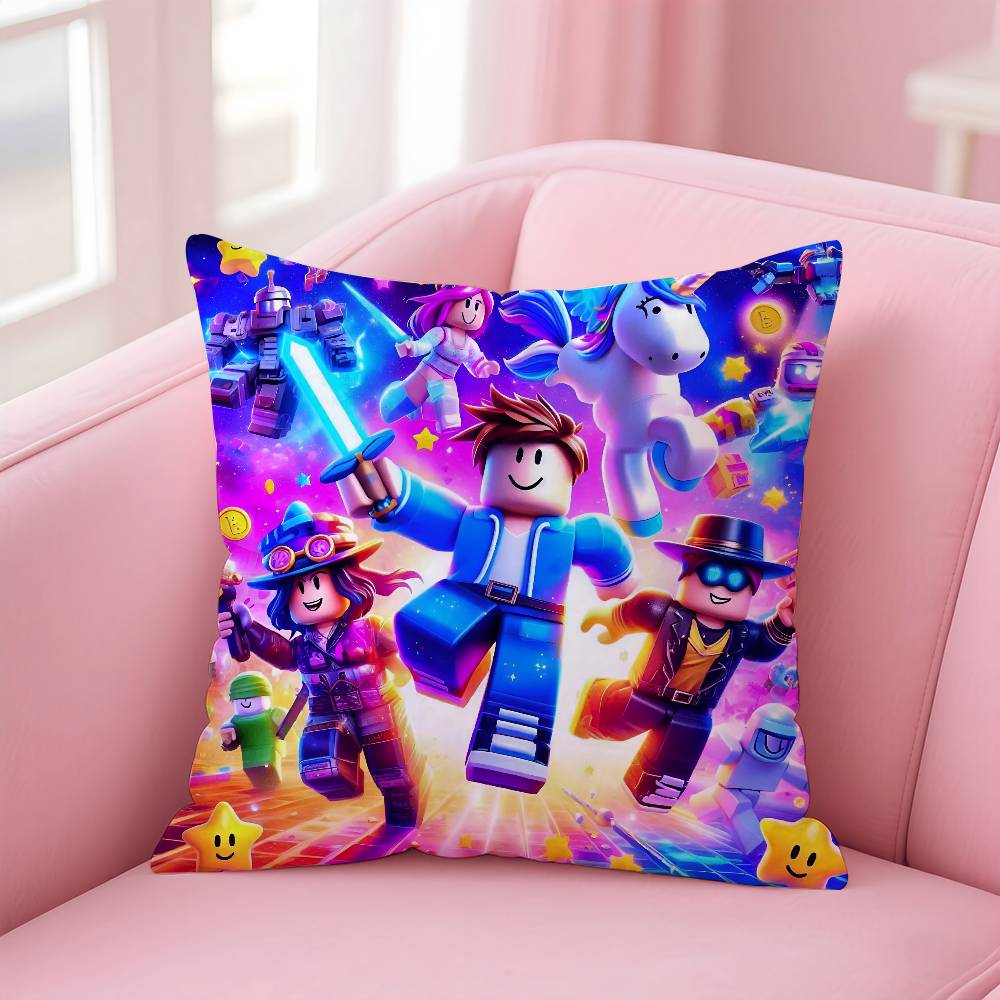 Hot Game R-Robloxs-X Cool Pillow Case Anti-Dustmite Pillowcase Invisible Zipper Silky Short Plush Sofa Cushion Cover