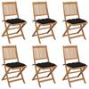 Folding Garden Chairs Set of 6 with Cushions Acacia Wood