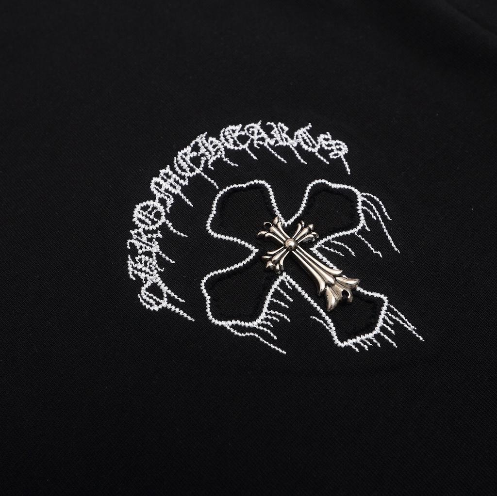 1966 CHROME HEARTS 2025 Lato Nowa Wysokiej Jakości Bawełna Okrągły Dekolt Luźny Duży Rozmiar Męski i Damski T-shirt Koszulka dla Pary