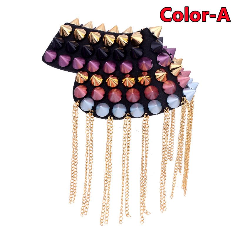 2PCS Jacket Vintage Brooch Accessories Club Tassel Chain Epaulette Rivet Shoulder Badges Pin Style Fashion Evening Party Decors