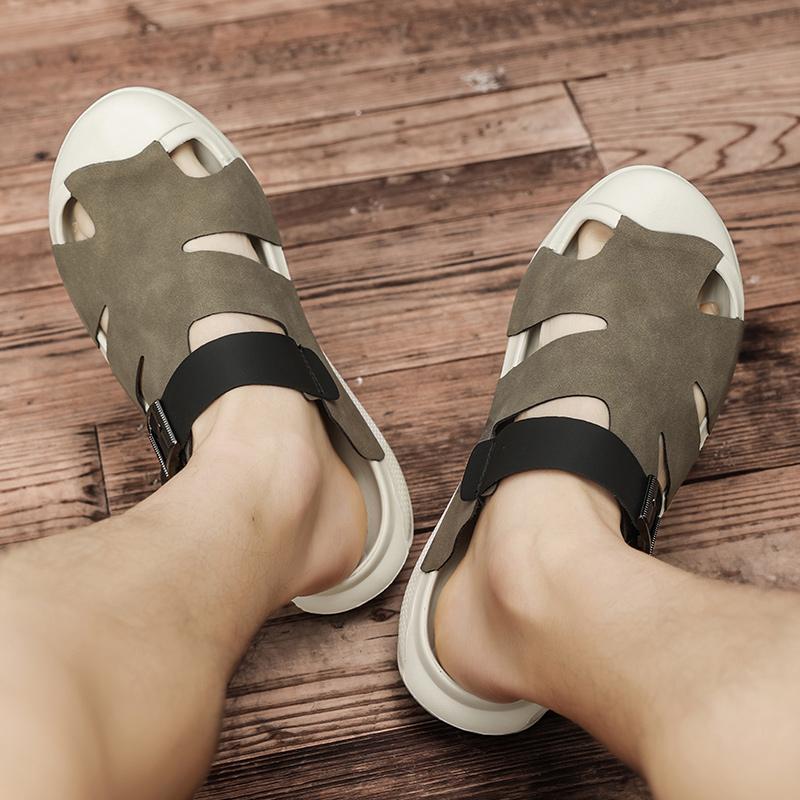 Men's Shoes Male Summer Sandals Comfy Indoor Garden Clogs Wrapped Toe Closed Toe Non-Slip Slippers with Arch Support  Trend