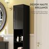 Bathroom Column Cabinet, 2 Cupboards, Adjustable Shelves, 2 Niches, 30 x 30 x 181.5 cm, Black