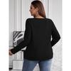 Autumn Winter Solid Color Plus Size Top Cross V-neck Long Sleeved Groove Brushed Pullover T-shirt