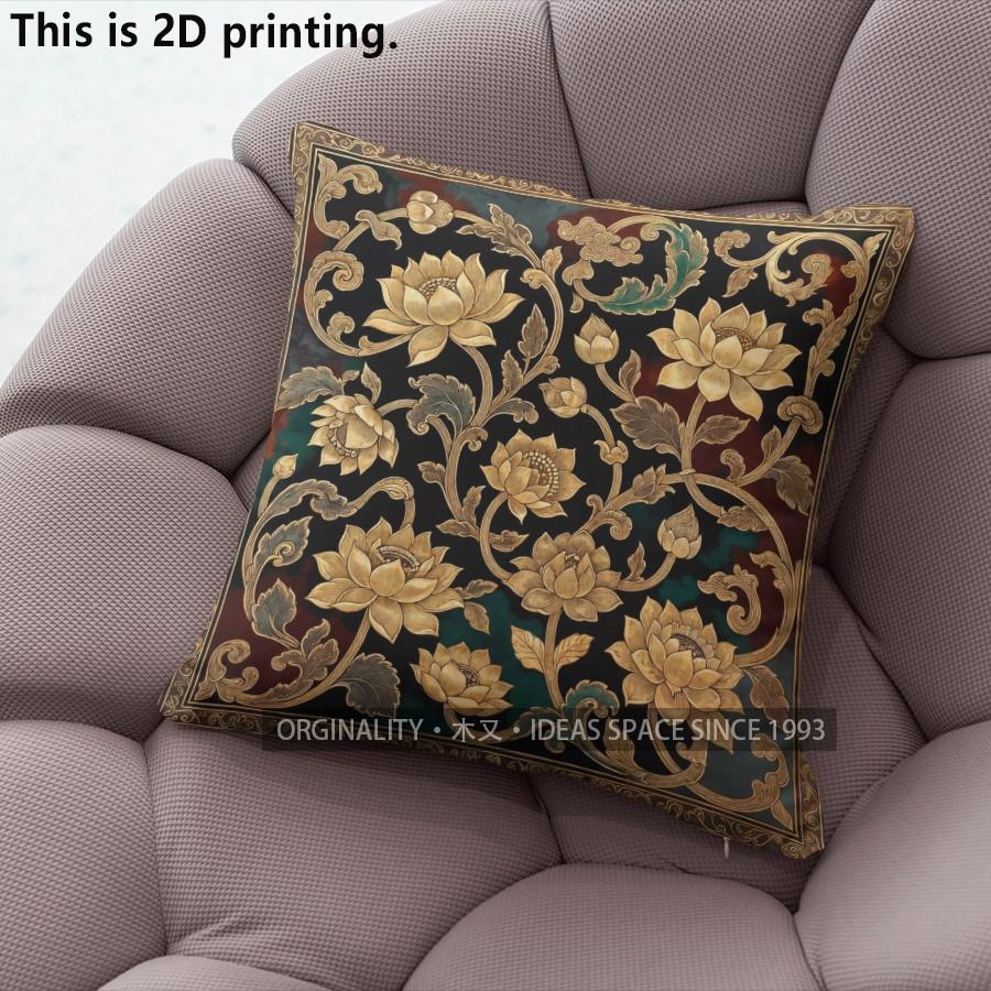 Vintage Lotus Floral Throw Pillow Covers Pattern Cushion Cover Suitable for Sofa Bedroom Car Pillow Cover