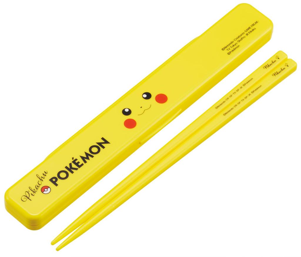 Skater Chopsticks and Chopstick Case Made in Pokemon Pikachu Face Set, 18cm, Japan, 25, ABC3-A
