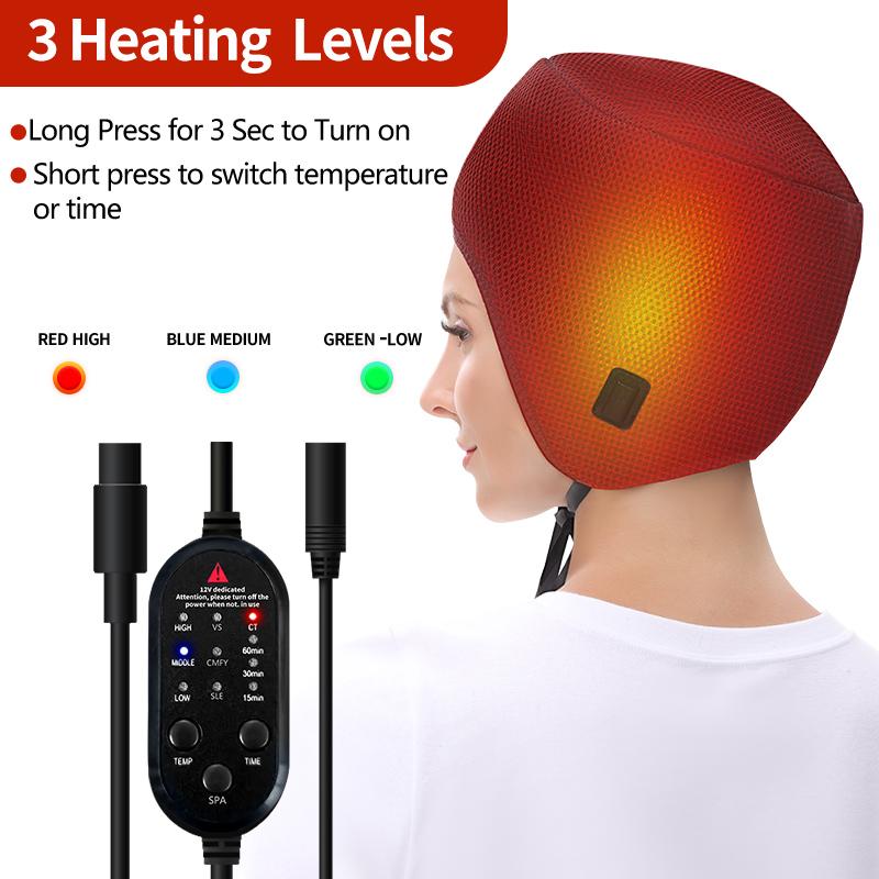 Full-Wrap Electric Heated Head Massager 3 Heating Modes Migraine Relief Ear Cold Protection Pressure Release Sleep Aid Unisex