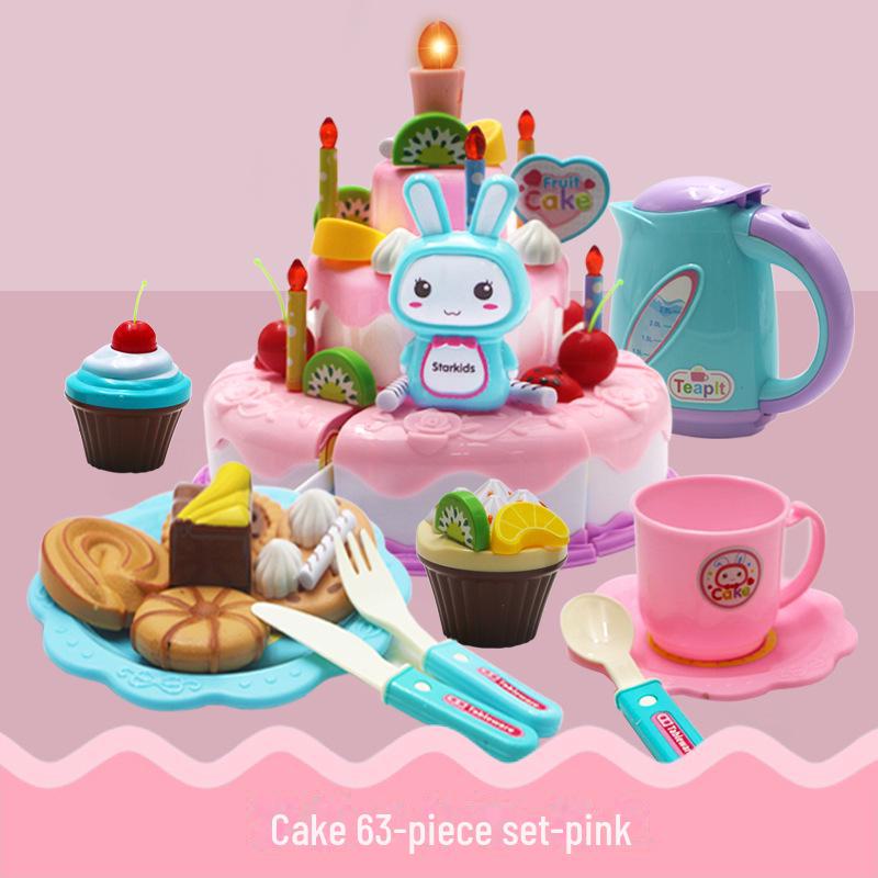 Kids' Cake and Fruit Cutting Playset - Fun Kitchen Toys for 3-Year-Olds