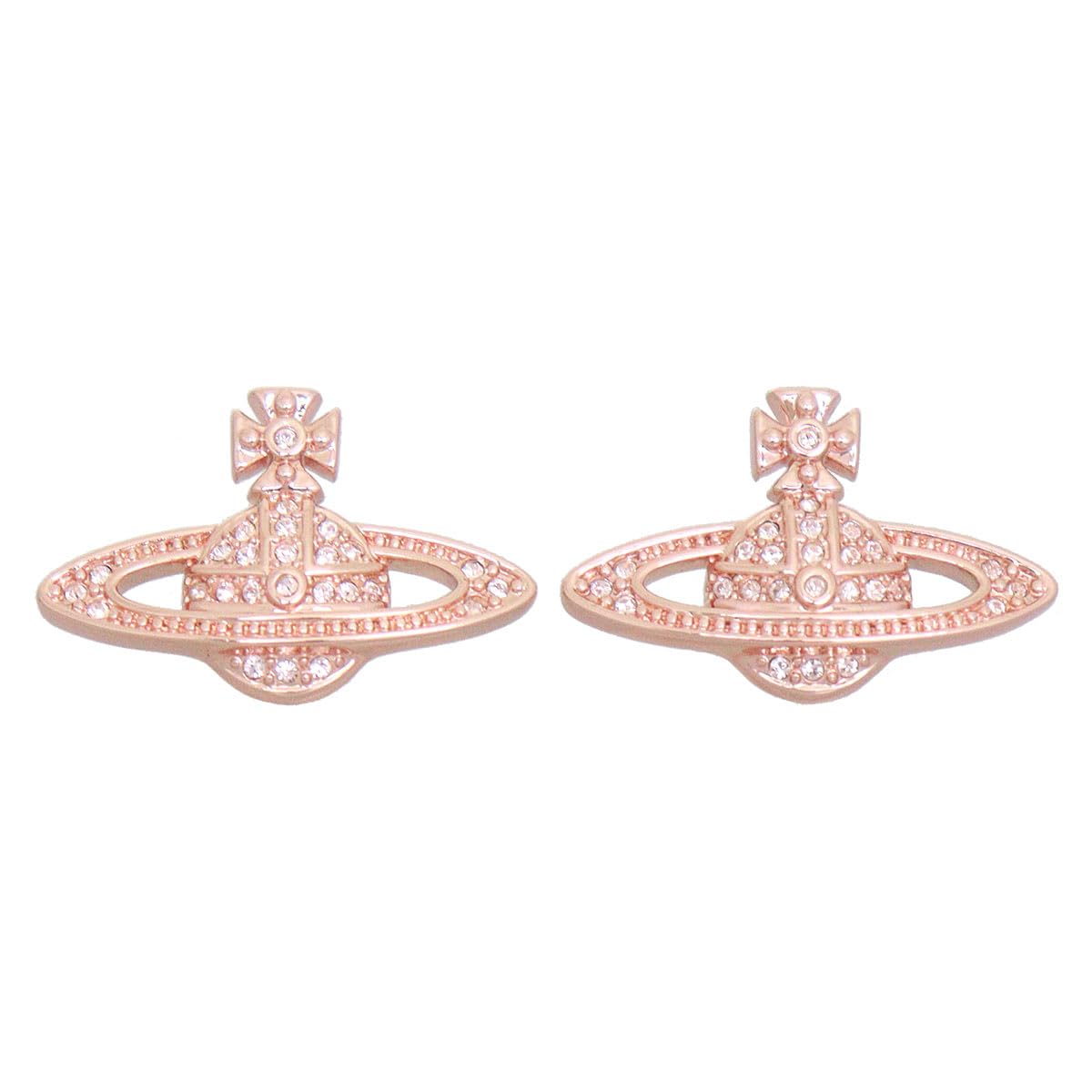 

Vivienne Westwood Accessories 62020033 Pink Gold Mini Bass Relief Orb Rhinestone Earrings for Women (Earrings) [Brand] [Used]