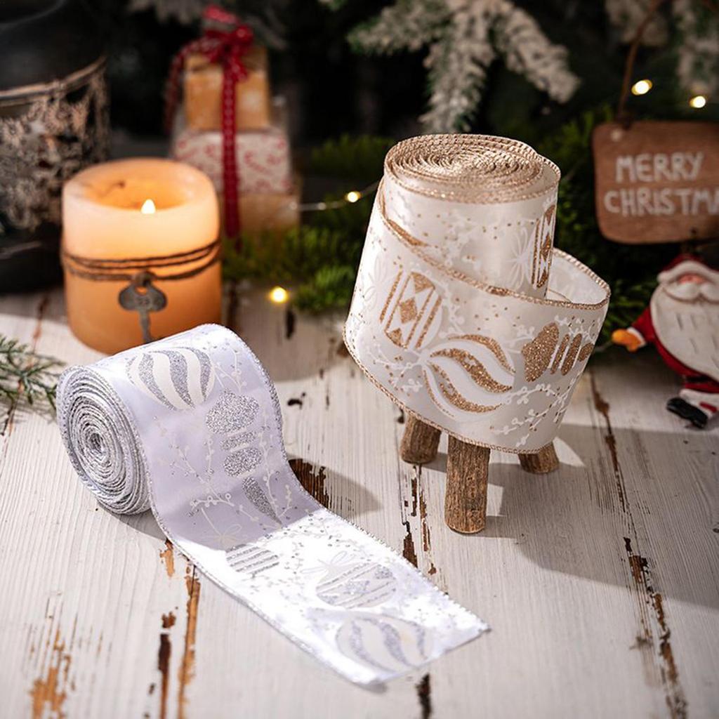 Weihnachtsband 2 Rollen DIY Weihnachtsbaum Kranz Schleife Band, Weihnachtsbaumspitze Dekoration Schleifen Basteln Geschenkband