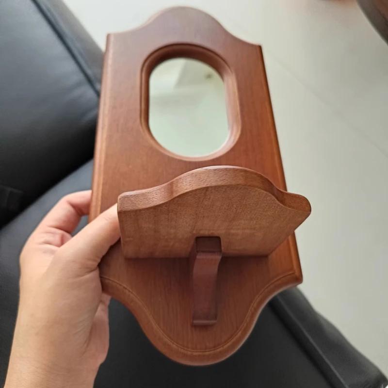 1ks Vintage nástěnné zrcadlo s poličkou Masivní dřevo Držák na svíčku pro aromaterapii Závěsná dekorace do kavárny Dekorativní nástěnný držák