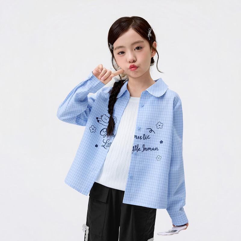 Girls  Cartoon Print Lapel Casual Shirt 120