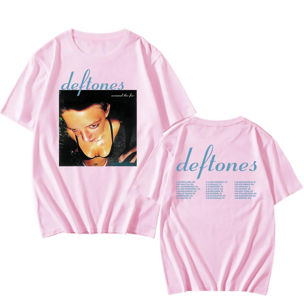 

Футболка Deftones Tour 2025 Футболки з графікою альбому Around The Fur Бавовняна літня футболка з коротким рукавом Модні футболки хіп-хоп гурту XL рожевий