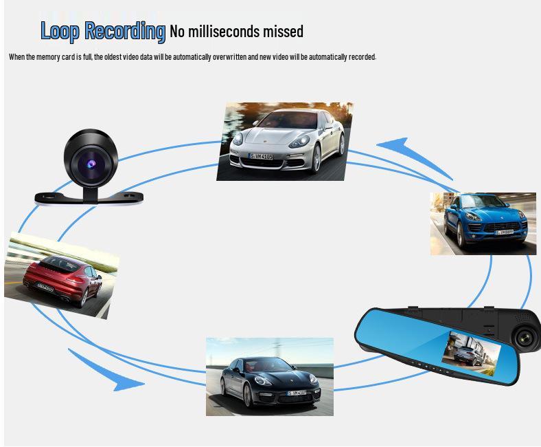 High-Definition Night Vision Car DVR with Dual Front and Rear Recording & Reversing Camera