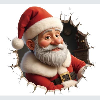 Multicolor Christmas Toilet Sticker Cartoon PVC Xmas Sticker Santa Broken Wall Xmas Ball Decorative Sticker Home Decoration