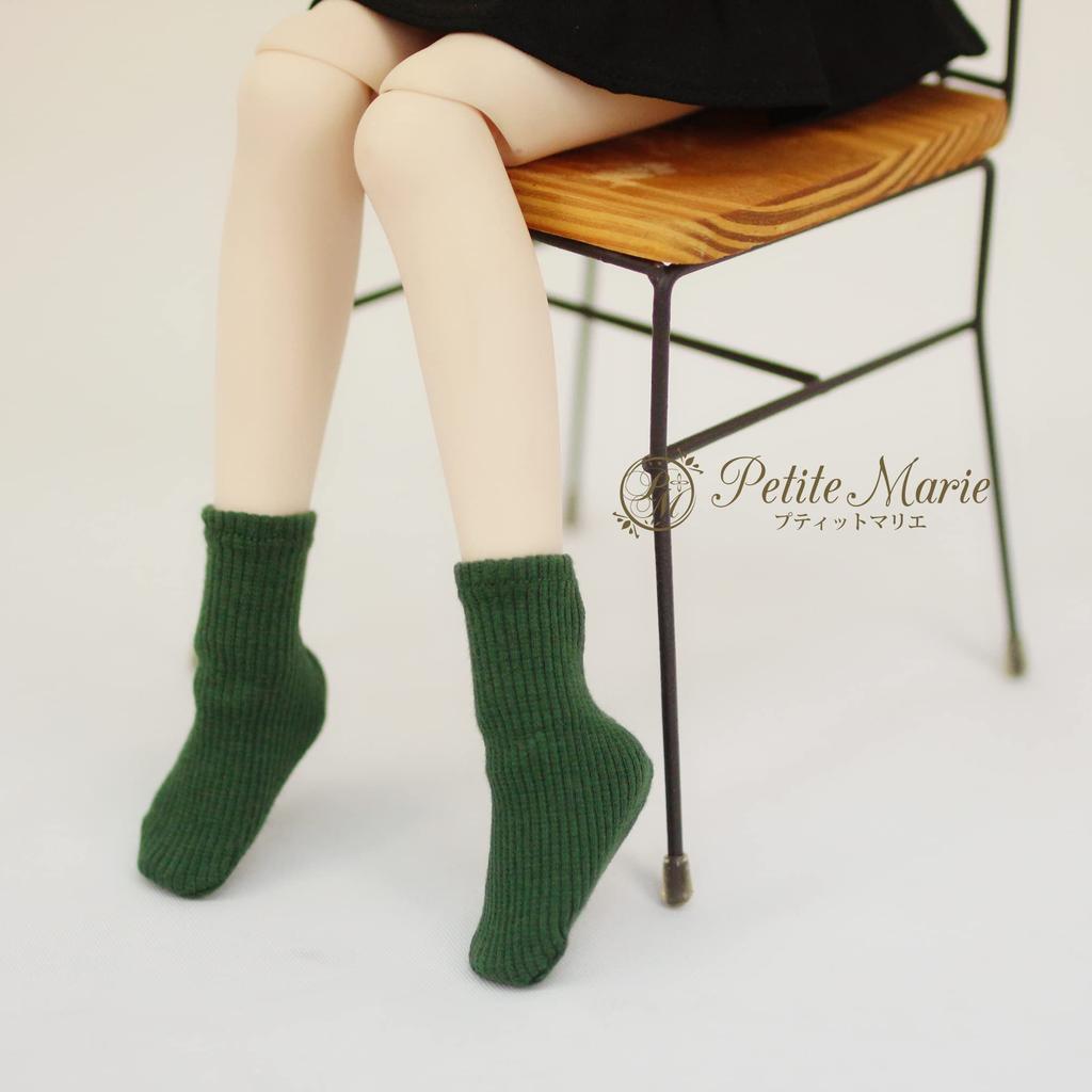 [Petite Marie] 13 MDD MSD Compatible Plain Socks Bear Ribbed 3-Piece Set: Socks, High Socks, Over-the-Knee High Socks, LeftRight Specified Socks,