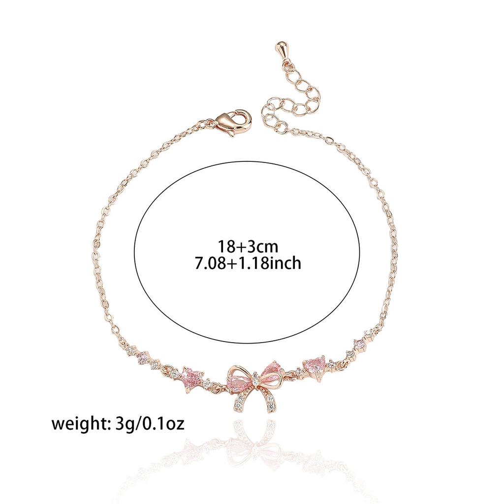 Bedel Dames Wit Roze Zirkonia Steen Strik Armband Zilver Goud Rosé Kleur Verstelbaar Bruiloft Sieraden Voor Vrouwen