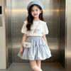Girls' Summer Fashion Set: Bow Puff Sleeve Top & Tulip Skirt