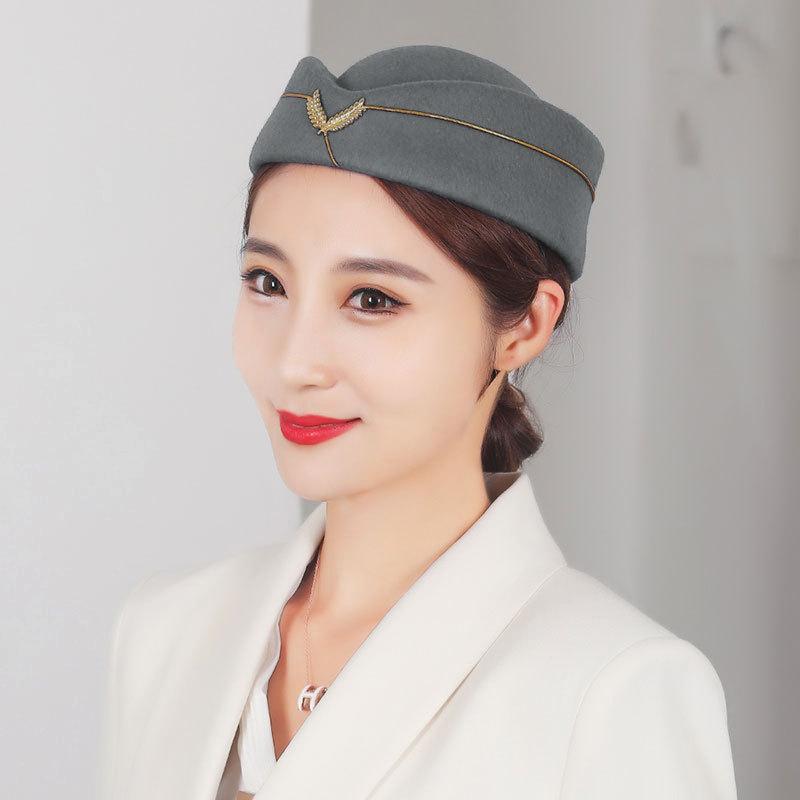 Women's Hat Ceremonial Guard Drum Team Performance Dance Hat Band Uniform Flight Attendant Beret