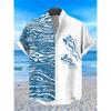 Camicia da Uomo a Maniche Corte con Stampa Ondulata, Design alla Moda, Top Estivo da Uomo, Camicia Hawaiana Casual Trendy per le Vacanze