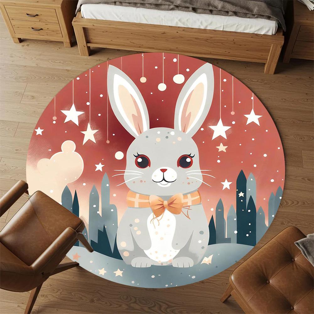 1pc Rabbit Stars Round Chair Mat Office Area Rug - Non-Slip, Floor Mat for Office, Bedroom, Ideal Home Decor Gift C0112131